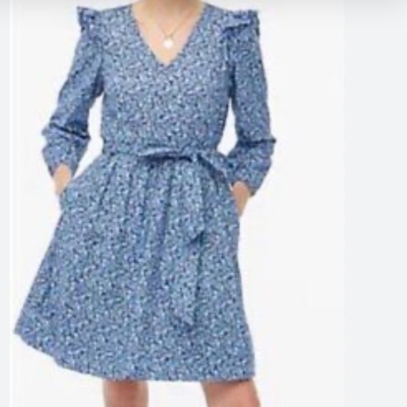 J. Crew Lightweight Cotton Puff-Sleeve Mini Dress in Antique Navy Blue XL - Picture 2 of 5